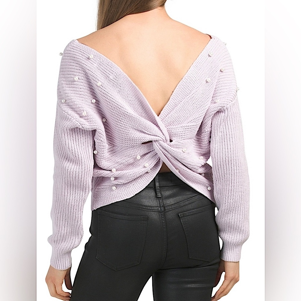 Jessica Simpson Twist Back Pearl Sweater